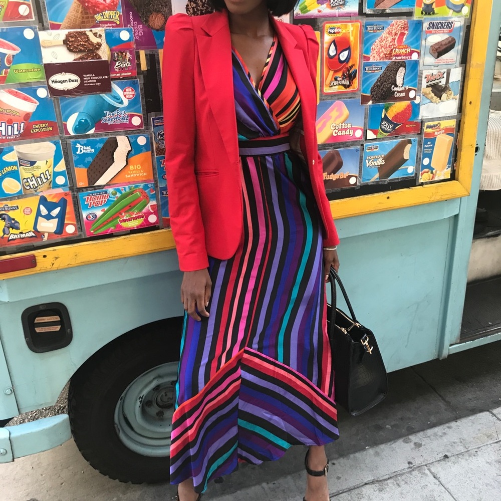 Rainbow Maxi dress V neck maxi